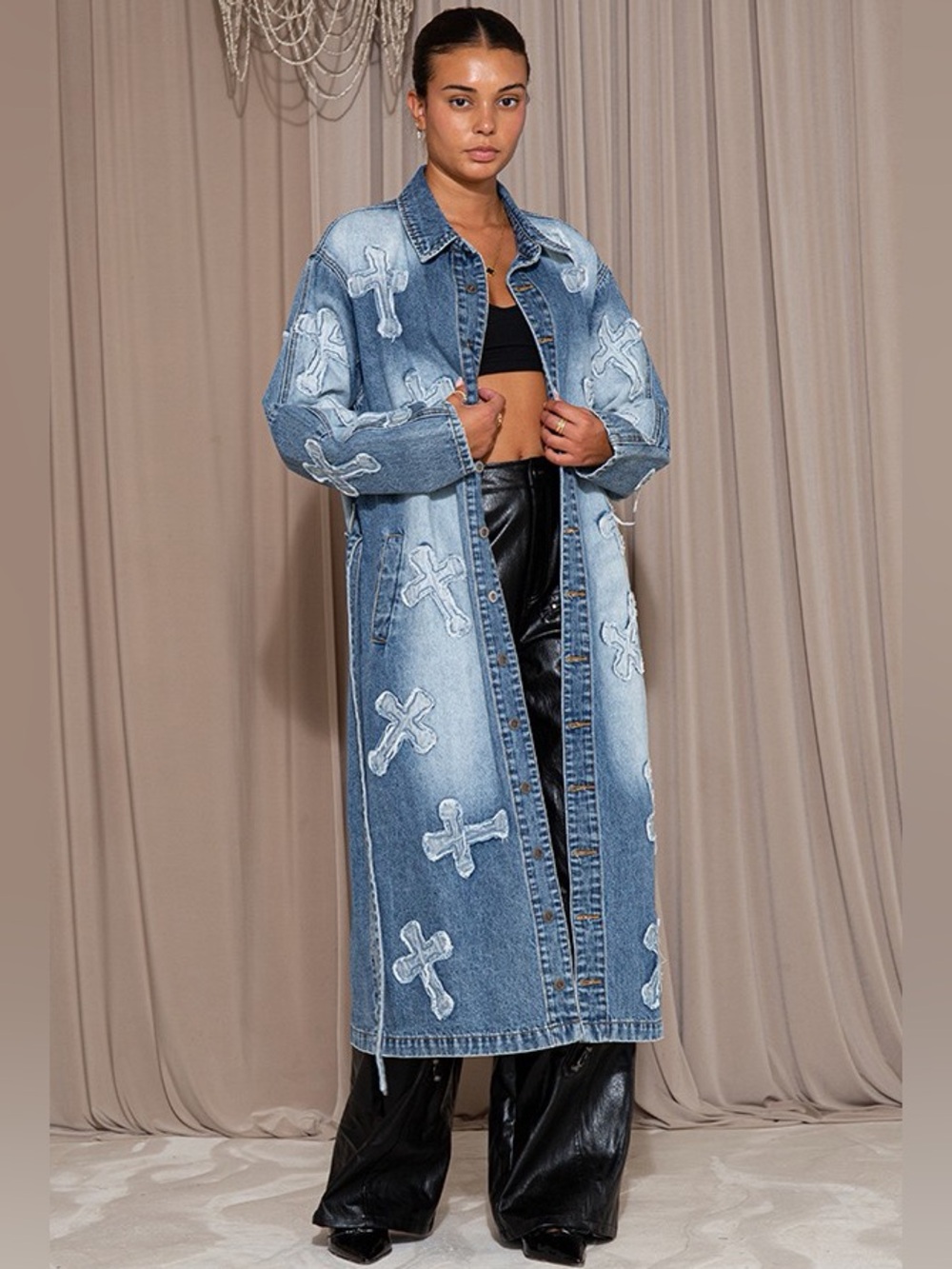 Cross Patch Trench Coat